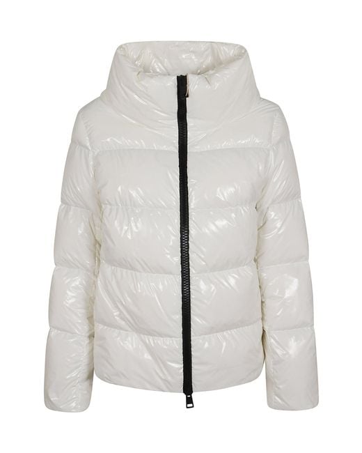 Herno Gray Padded Down Jacket With High-Gloss Finish And Oversized Collar