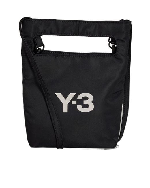 Y-3 Black Logo Printed Mini Tote Bag for men