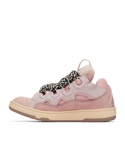 Lanvin Pink Zigzag-Laces Round Toe Sneakers for men