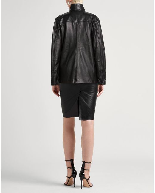 DIESEL Black Minimalist Solid Color Leather Jacket
