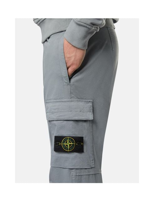 Stone Island Blue Compass-Badge Trousers for men