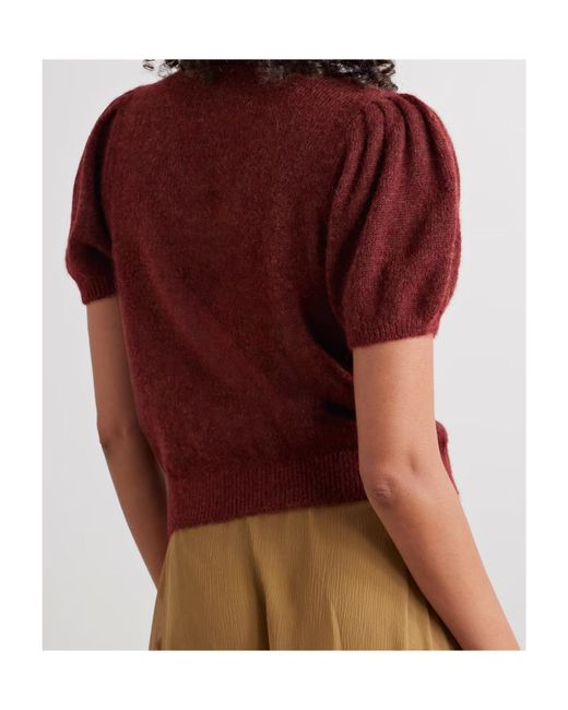 Doen Red Short Sleeve Cardigan