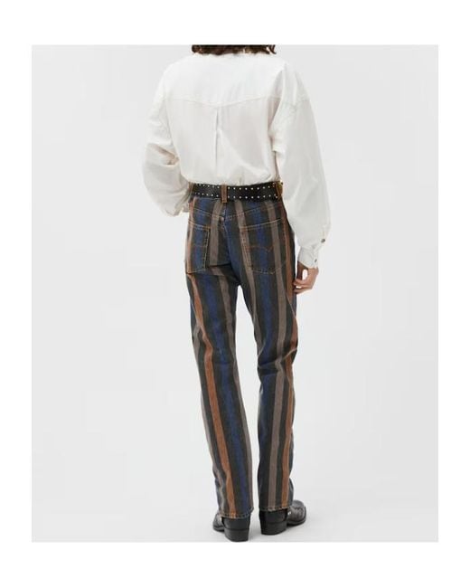 Versace Gray Striped Straight Jeans for men