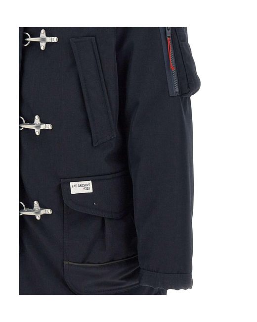 Fay Blue Long-Sleeved Duffle Coat for men
