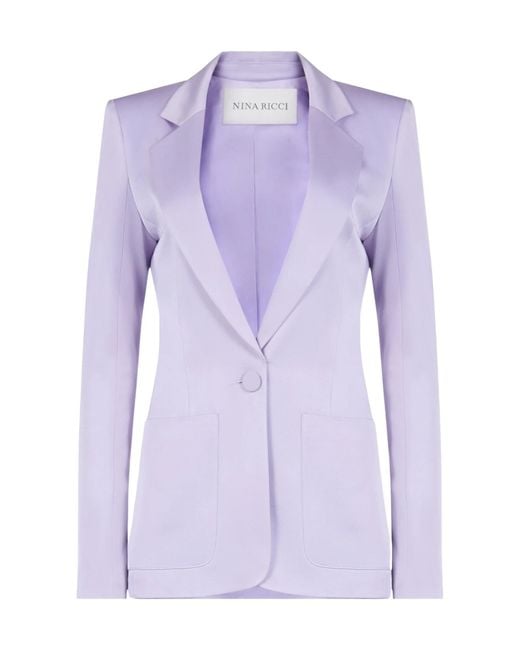 Nina Ricci Purple Crepe Satin Blazer