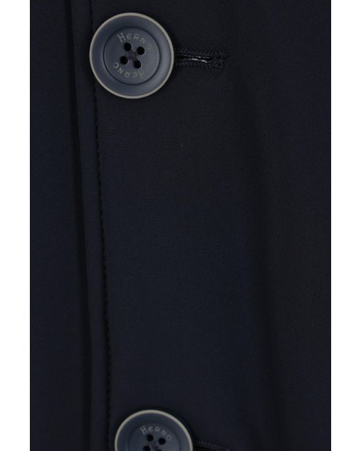 Herno Blue Buttoned Layered Effect Coat for men