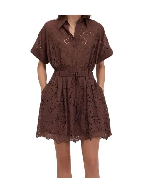 ERMANNO FIRENZE Brown Embroidered Dress