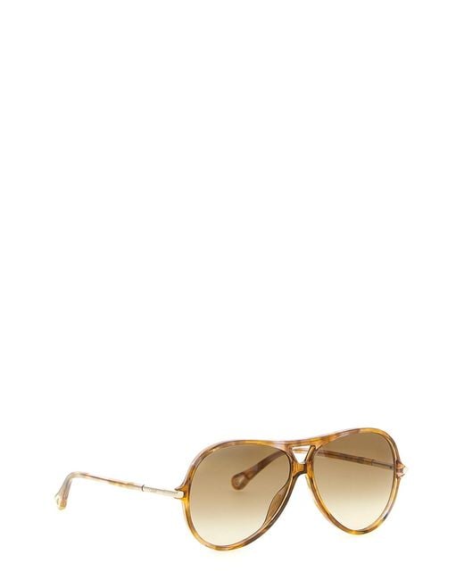 Chloé Metallic Chloé Eyewear Pilot Sunglasses