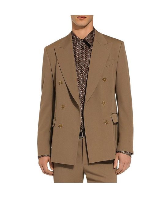 Dolce & Gabbana Brown Double-Breasted Technical Gabardine Jacket for men