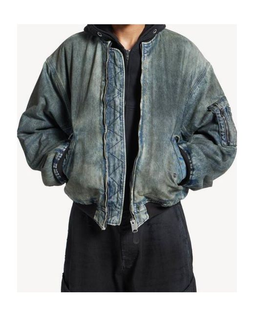 Balenciaga Blue Oversized Bomber Denim Jacket for men