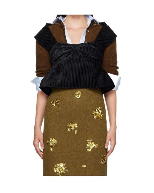 ShuShu/Tong Black Lack Three-Dimensional Pleated Top