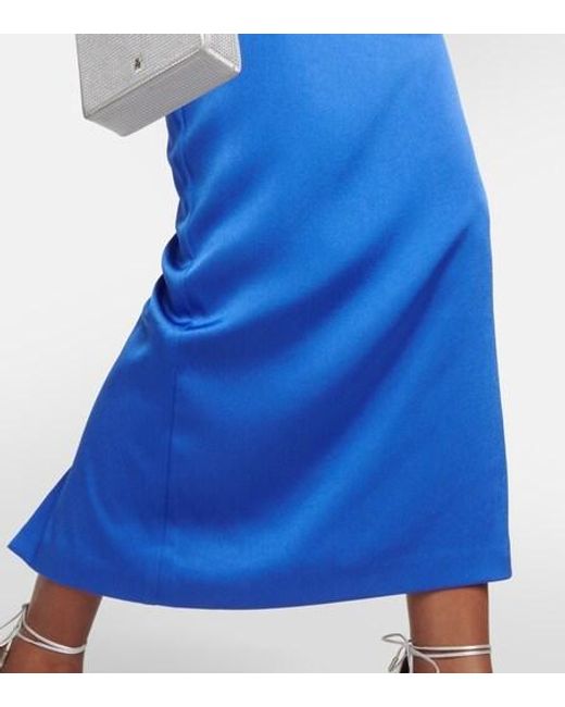 Alex Perry Blue Sweetheart Satin Midi Dress