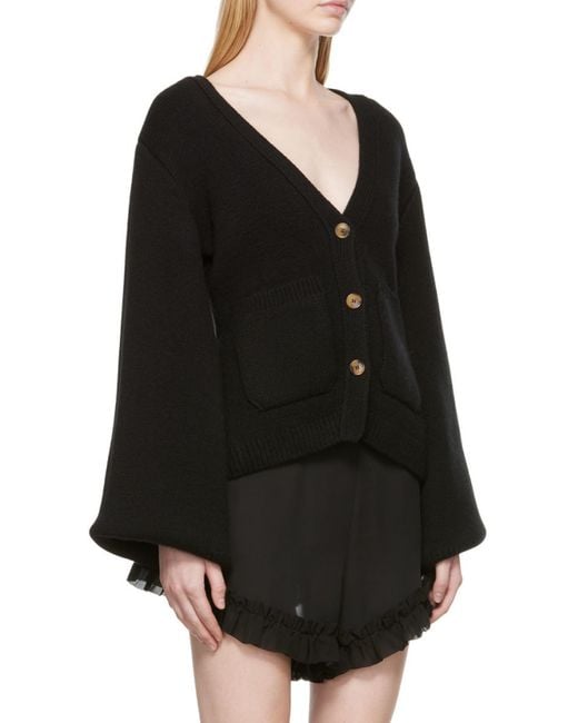 Khaite Black Scarlett V-Neck Knitted Cardigan