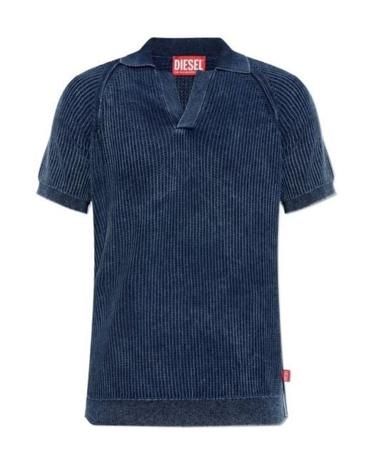 DIESEL Blue K Scilli Textured Polo Shirt for men