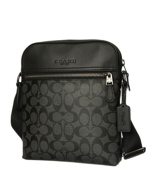 COACH Black Logo Jacquard Shoulder Bag for men