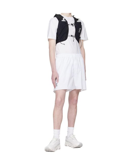 On Shoes White 5 Court Elastic Waist Shorts for men