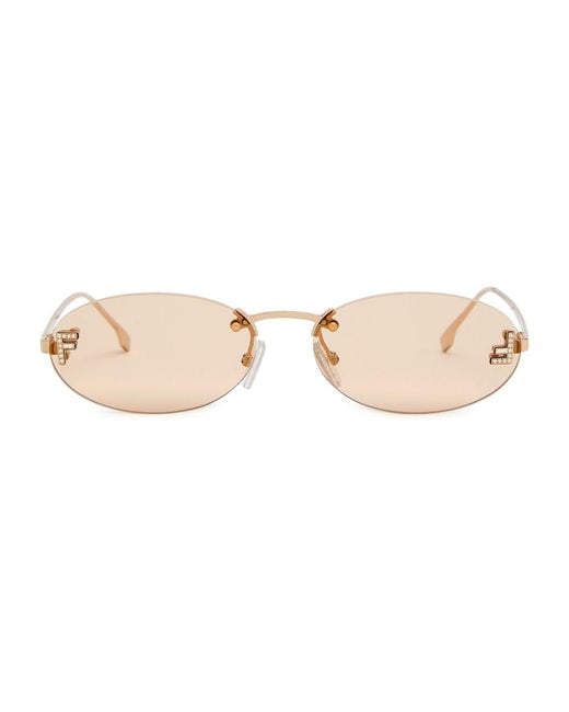 Fendi Natural Narrow Oval-Frame Sunglasses