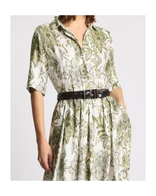 Fay Green Floral Shirt Midi Dress