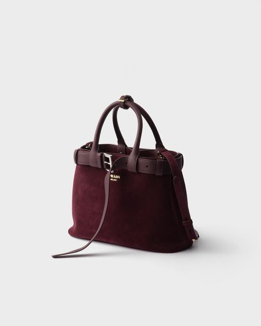 Prada Red Medium Buckle Leather Tote Bag