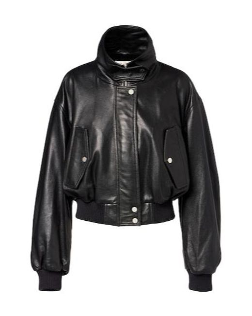 Nour Hammour Black Briar Leather Bomber Jacket