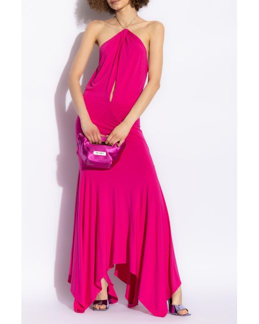 The Attico Pink The Asymmetric Halterneck Long Dress