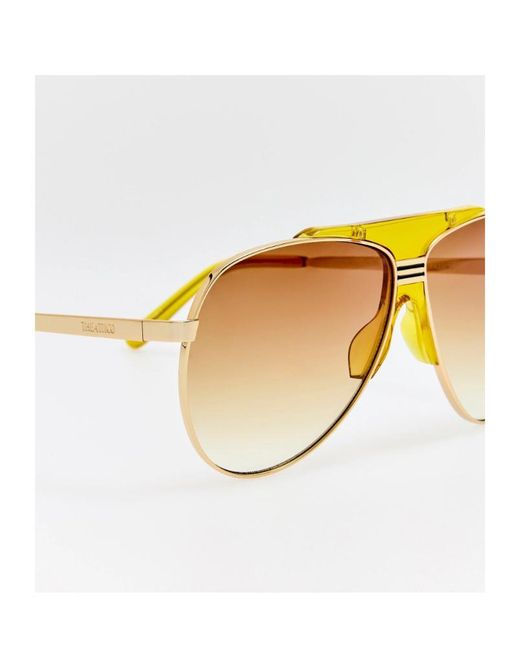 Linda Farrow Metallic Aviator Sunglasses