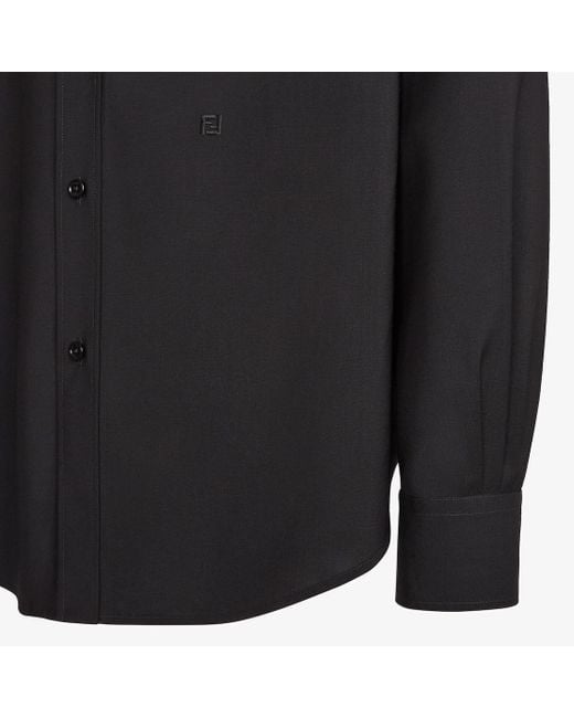 Fendi Blue Gg Logo Embroidered Buttoned Shirt for men