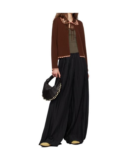 Bode Brown Rookie Long-Sleeved Wool Knit Cardigan