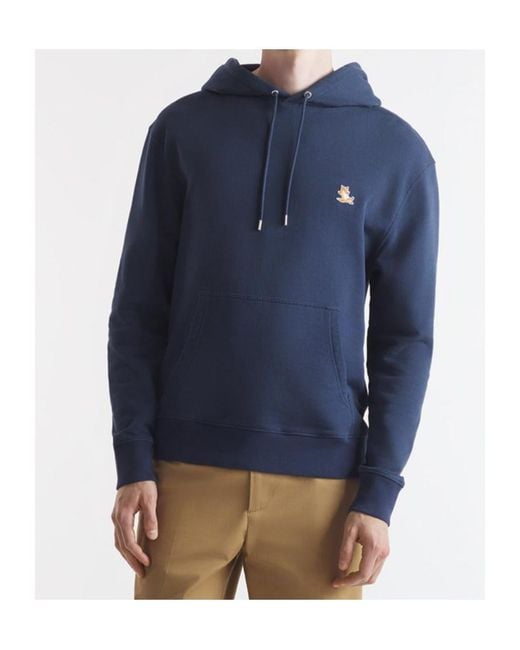 Maison Kitsuné Blue Maison Kitsun Bold Fox Head Patch Drawstring Hoodie for men