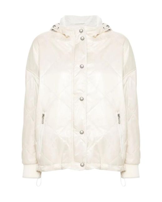 Eleventy White Hooded Padded Jacket