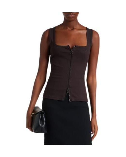 Courreges Black Zip-Up Cotton Tank