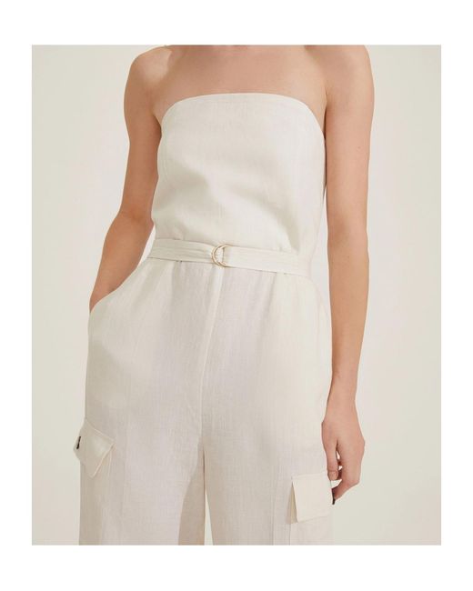 Marella White Strapless Jumpsuit