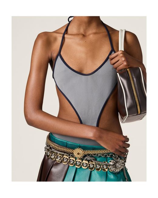 Miu Miu Metallic Technical Knit Swimsuit
