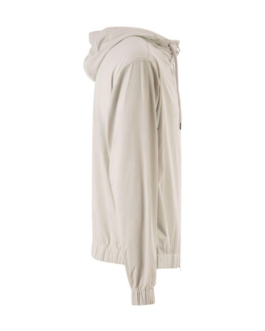Herno Gray Zip-Up Hooded Bomber Jacket for men
