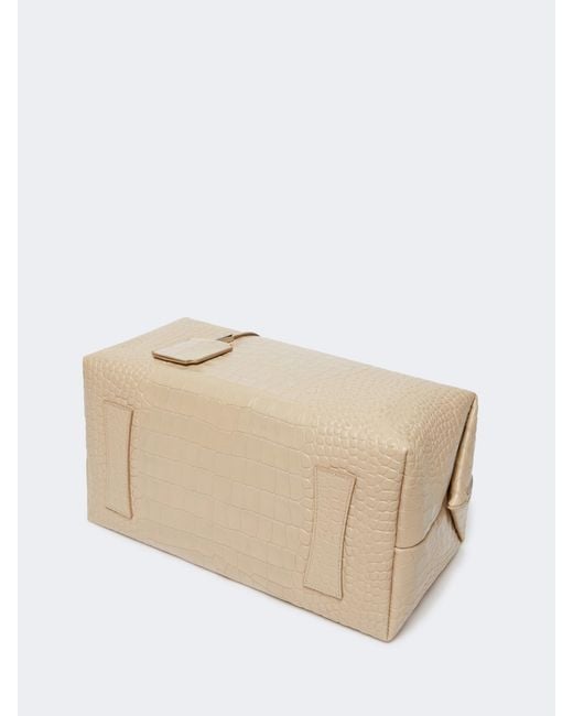 Max Mara Natural Croc-Embossed Large Shoulder Bag