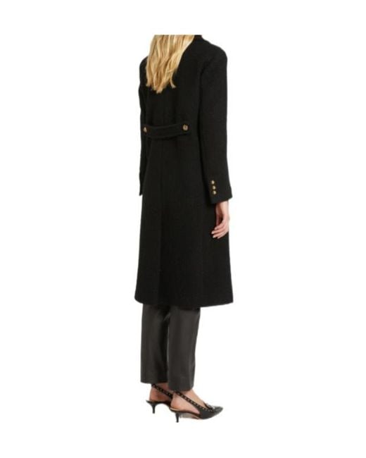Marella Black Wool Blend Bouclé Coat