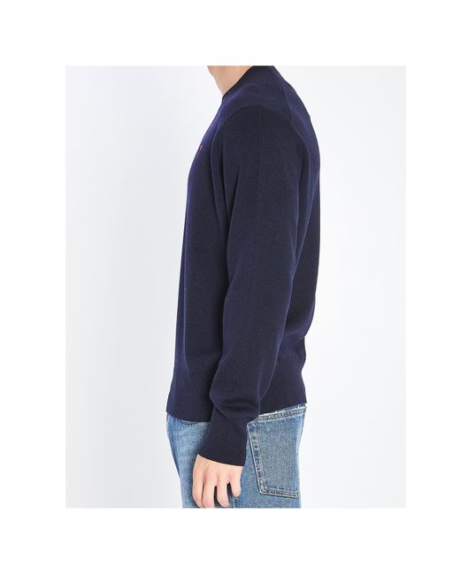 AMI Blue Logo Embroidered Crewneck Jumper for men