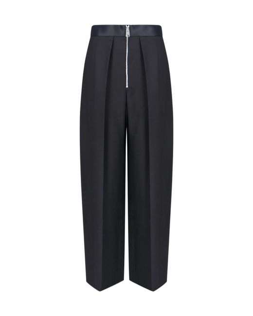 Khaite Blue Marine Low-Rise Wide-Leg Pants
