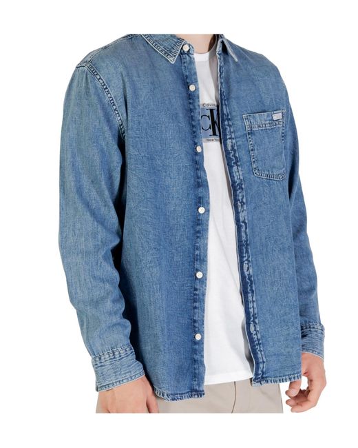 Calvin Klein Blue Denim Button-Up Shirt for men