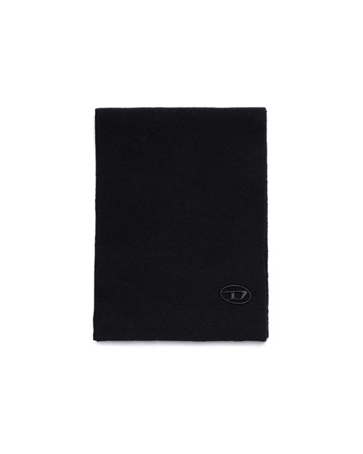 DIESEL Black K-Coder Logo Embroidered Ribbed Scarf for men