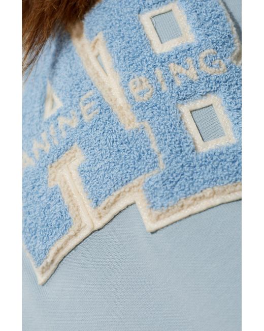 Anine Bing Blue Logo-Patch Hoodie