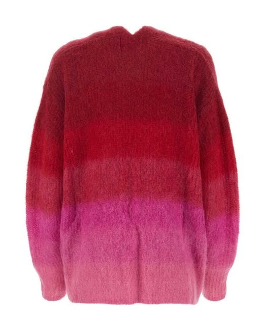 Isabel Marant Red Dana Ombré-Effect Ribbed-Knit Cardigan