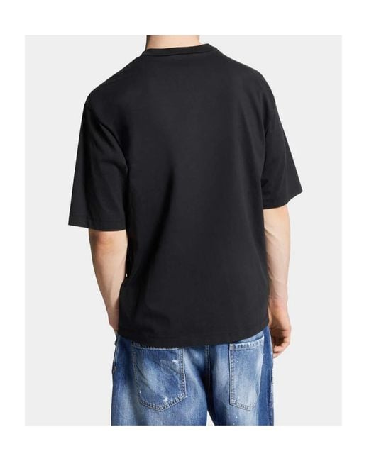 DSquared² Black Sponge-Patch T-Shirt for men