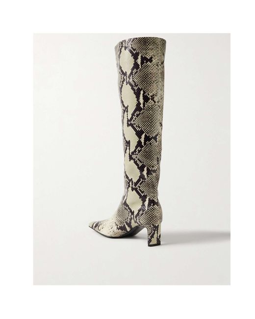 Khaite White Ona Knee-High Embossed Boots