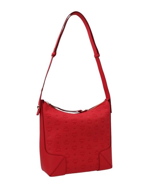 MCM Red Klara Medium Shoulder Bag