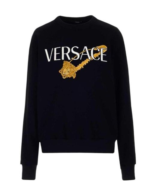 Versace Blue Safety Pin Logo Sweatshirt