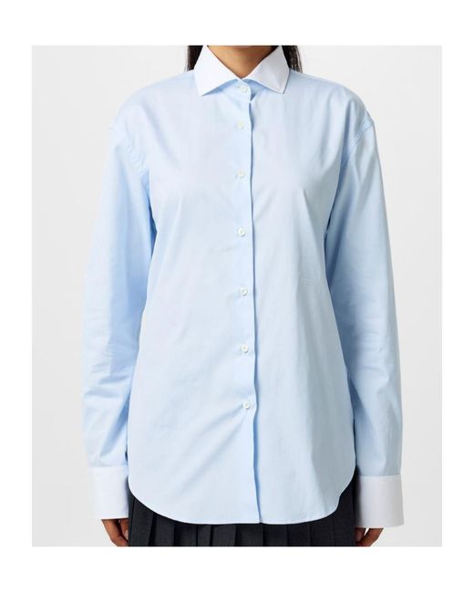 Prada White Long Sleeve Blouse