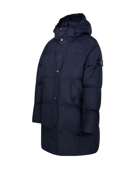 Stone Island Blue Hooded Puffer Jacket for men