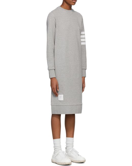 Thom Browne Gray 4-Bar Sleeve Sweatshirt Dress