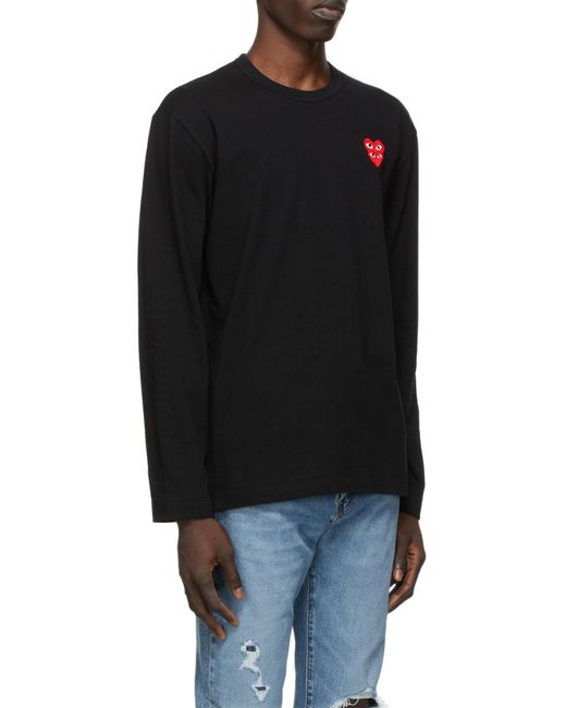 COMME DES GARÇONS PLAY Black Embroidered Logo T-Shirt for men